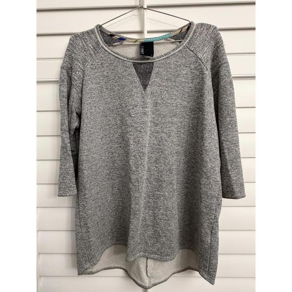 Anthropologie Dolan 3/4 sleeve knit high-low sweatshirt in gray